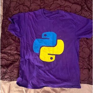 Two Developer Tees Python t-shirts. Decent condition. US size L. Multicolored.